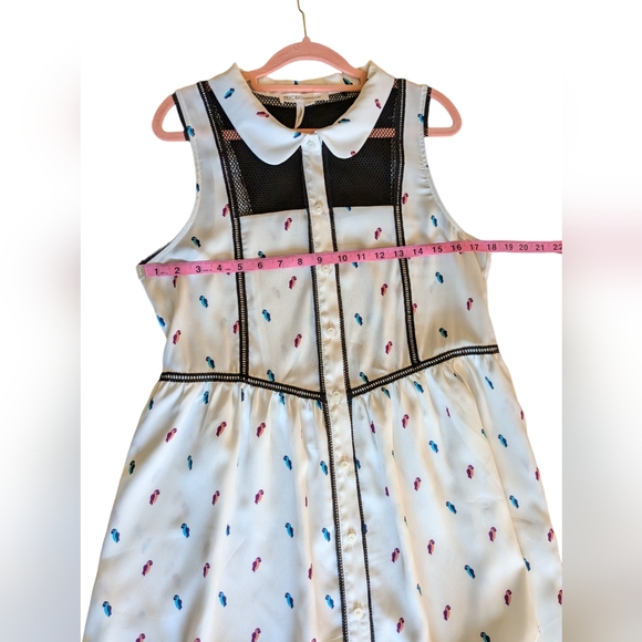 BCBG Parrot Bird Summer Mini Dress Mesh and Collar Details szM - Picture 6 of 11